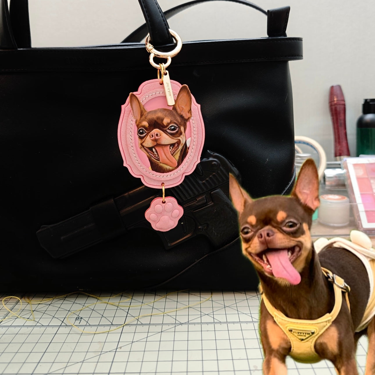 Pet Leather Carving Pendant