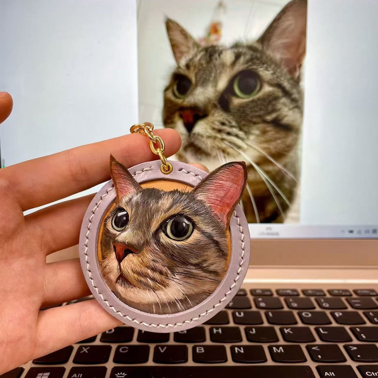 Pet Leather Carving Pendant