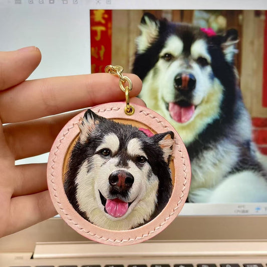 Pet Leather Carving Pendant